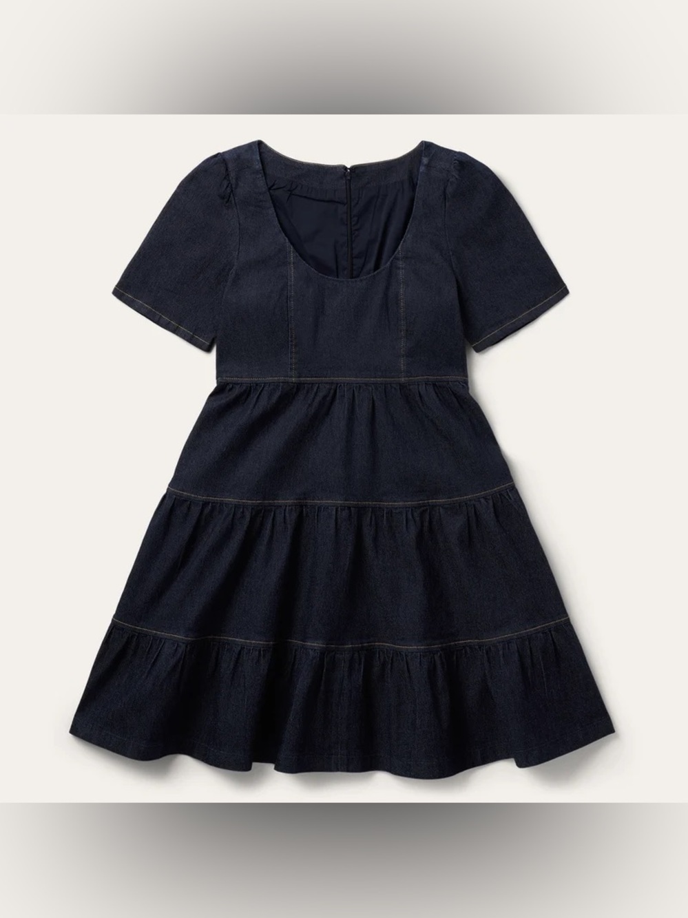 Stetson Dark Denim Dress With Contrast Top Stitching Size M